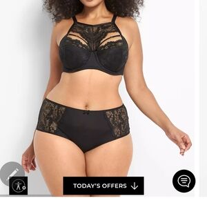 Fan-Lace High-Neck French Balconette Bra 46c